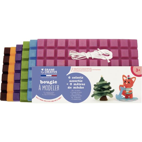 Lot de 6 plaques de cire à modeler, teintes fun, GRAINE CREATIVE — TRAVAUX MANUELS