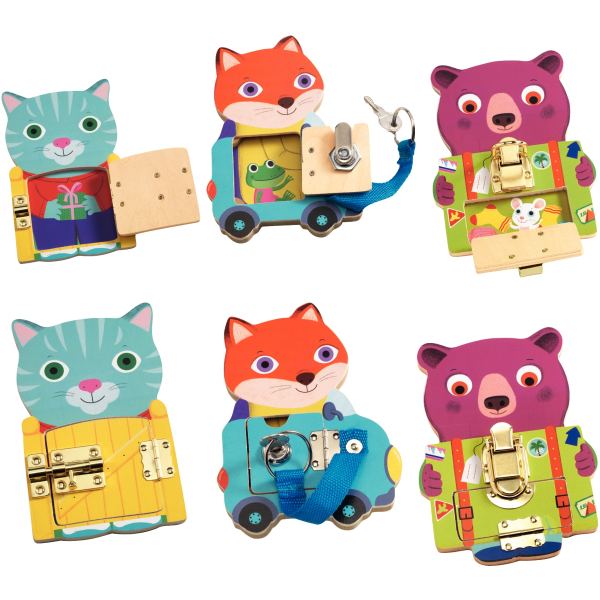 Lot de 3 animaux en bois, Locktou, N.C — JEUX