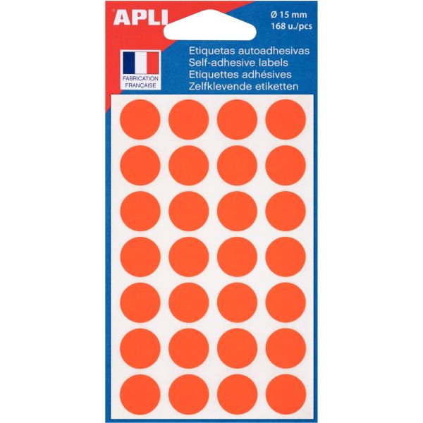 APLI Pastille de signalisation, diamètre: 15 mm, orange — Marquages & identifications