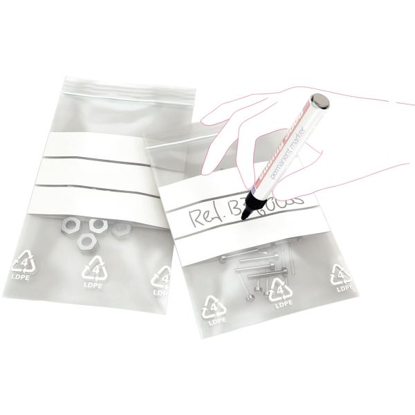 Carton de 1000 sachets ZIP 100x150 mm transparent/bandes bla, N.C — COURRIER ET EXPEDITION