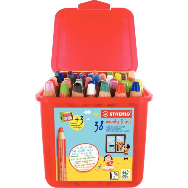 Classpack de 38 crayons de couleur Woody + 3 tailles-crayons — DESSIN SCOLAIRE ET PROFESSIONNEL