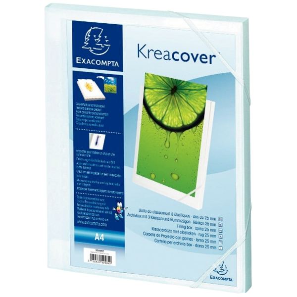 Boite de classement personnalisable en polypropylène KREACOVER dos 2,5 cm, blanc — Non classé