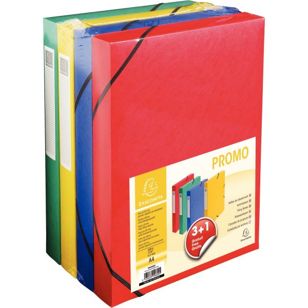 EXACOMPTA Boîte de classement pack promo 3+1, 40 mm, couleur — Chemises & trieurs