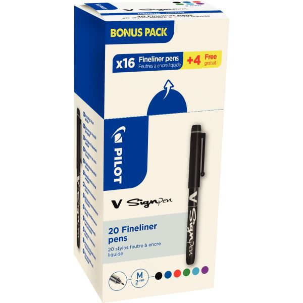 Écopack de 20 feutres V-Sign assortis dont 4 gratuits, VSIGN — ECRIRE ET CORRIGER