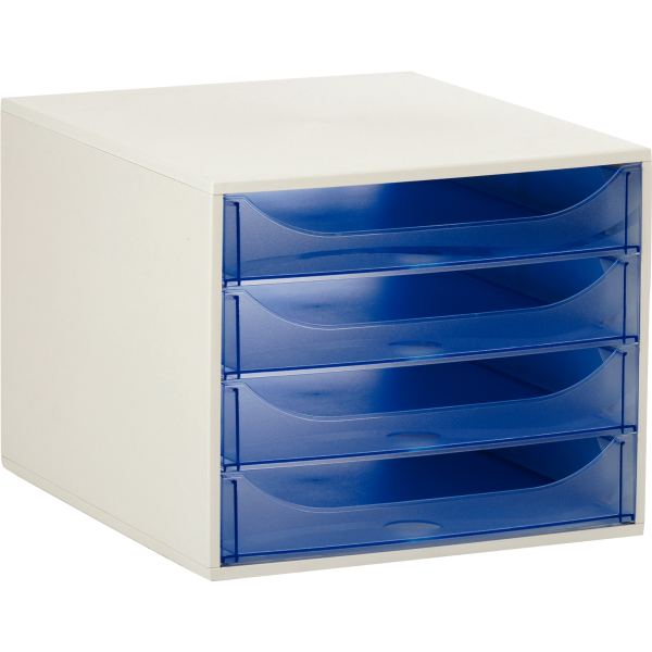 EXACOMPTA Module de classement ECOBOX, 4 tiroirs, gris/bleu — Modules de classement