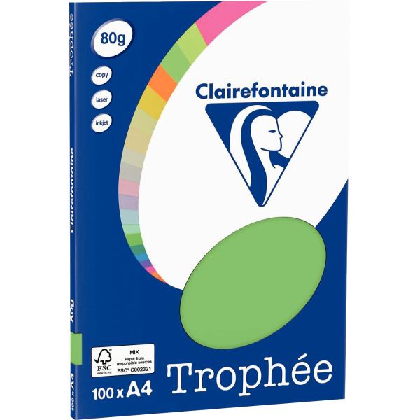 Pochette de 100 feuilles format A4 80g vert CLAIREFONTAINE, TROPHEE — PAPIERS