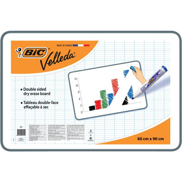 Tableau blanc double face unie, effaçable à sec, 60x90 cm, épaisseur 1,2cm — Non classé