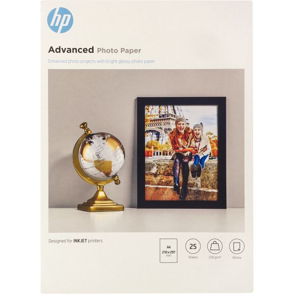 Paquet de 25 feuilles de papier photo brillant marque HP Q5456A format A4 (21 x 29,7 cm) 250g — Non classé