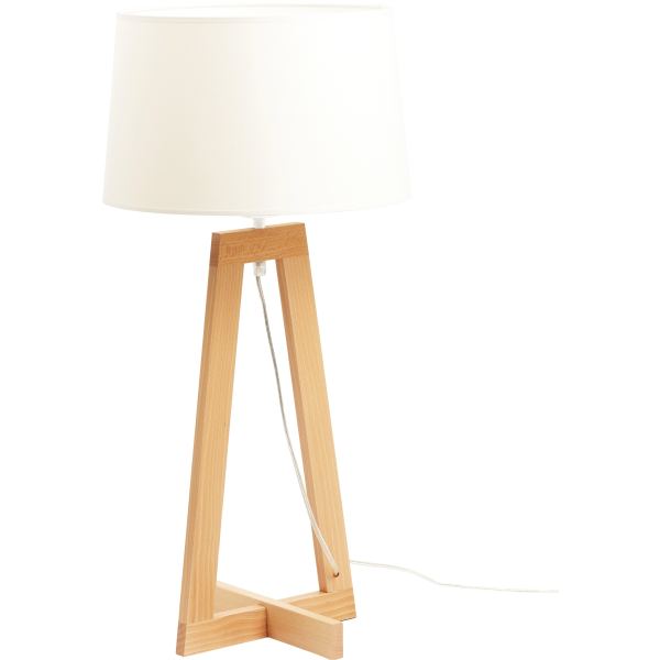 Lampe à poser Sacha bois et blanc, N.C — EQUIPEMENT CLASSE ET BUREAU