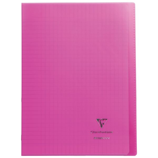 Piqûre 96 pages KOVERBOOK, format A4, seyès 90g, couverture polypropylène rose — CAHIERS ET DERIVES DE PAPIER