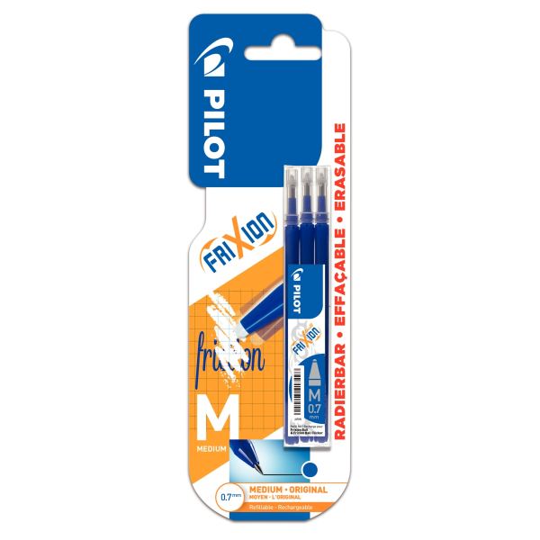 Blister de 3 recharges Frixion pointe moyenne bleues — ECRIRE ET CORRIGER