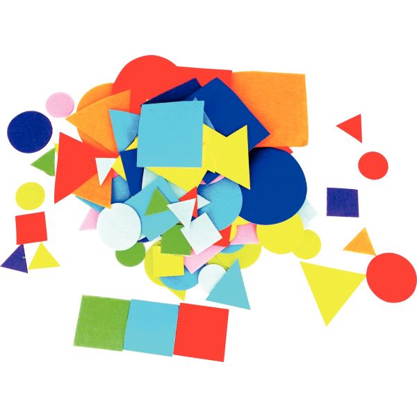 Feutrine Adhesive Sodertex Pack Geometriques Rond Carre Et Triangle 1mm 4 Tailles 150 Pcs 10 Coloris Assortis — TRAVAUX…