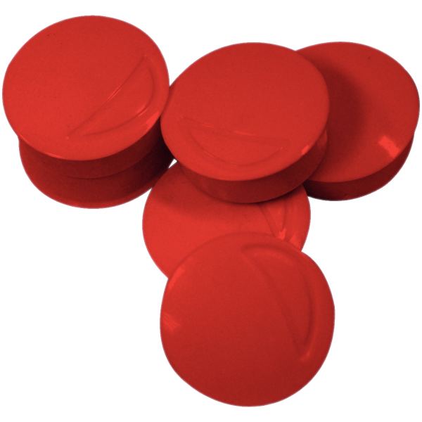 Blister de 6 punaises magnétiques, diamètre 22 mm rouge, Wonday — EQUIPEMENT CLASSE ET BUREAU