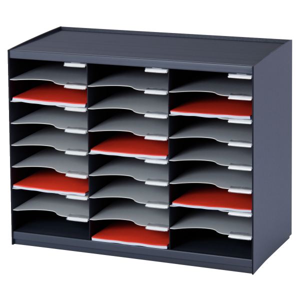 PAPERFLOW Trieur monobloc, 24 compartiments, anthracite — Trieurs à courriers