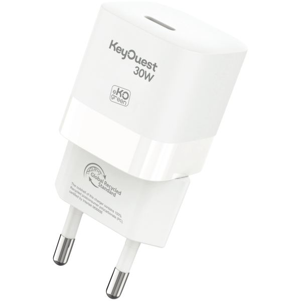 Chargeur secteur 1 port USB-C 30W blanc, EKOGREEN — INFORMATIQUE