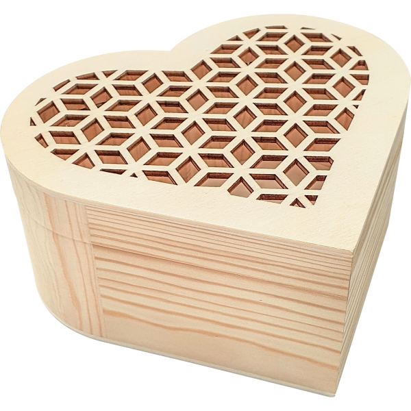 Boîte en bois forme coeur ajouré, N.C — TRAVAUX MANUELS