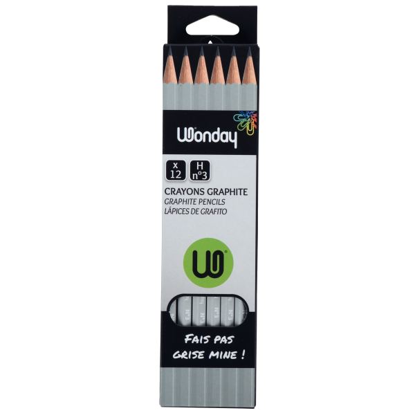 Boîte de 12 crayons graphite standard H, Wonday — ECRIRE ET CORRIGER