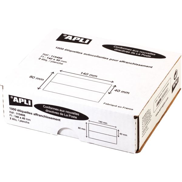 APLI Etiquette d'affranchissement, 140 x 40 mm, blanc — Etiquettes d'expéditions