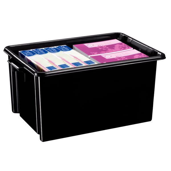 Bac de rangement 48,5L noir, STRATA — SERVICES GENERAUX
