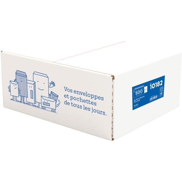 Boite de 500 enveloppes blanches 110x220 mm 80g autocollante, N.C — COURRIER ET EXPEDITION