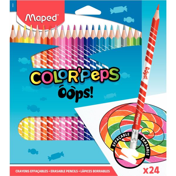 Maped Crayons de couleur COLOR'PEPS, effaçable, étui de 24 — Crayons de couleur