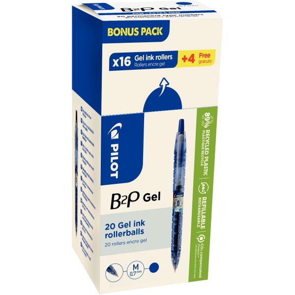 Pack de 20 stylos gel B2P bleus dont 4 gratuits — ECRIRE ET CORRIGER