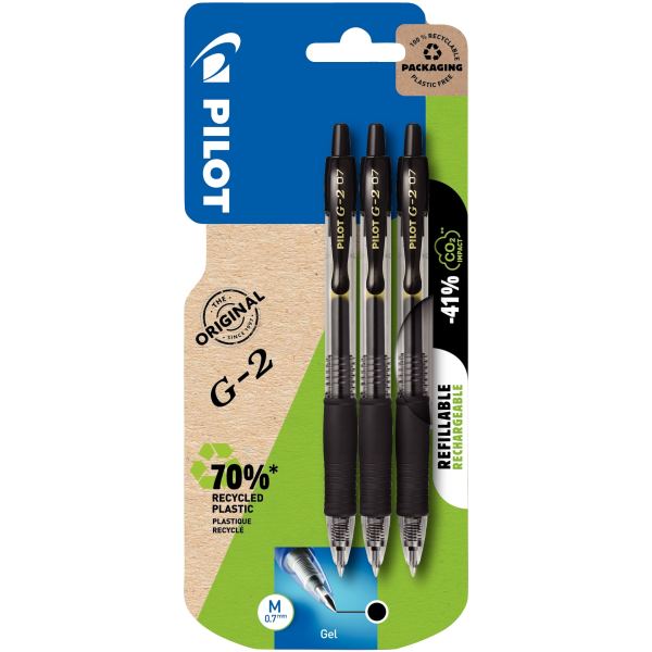 Blister de 3 stylos G2 noirs, G-2 — ECRIRE ET CORRIGER