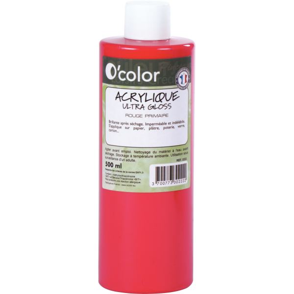 Flacon 500 ml de peinture acrylique O'COLOR, magenta — DESSIN SCOLAIRE ET PROFESSIONNEL