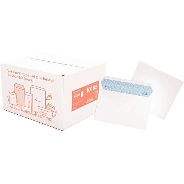 Boite de 500 enveloppes blanches 162x229 mm 80g bande silicon, N.C — COURRIER ET EXPEDITION