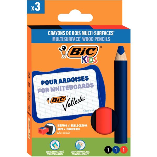 Étui de 3 crayons multi surface assortis — Non classé