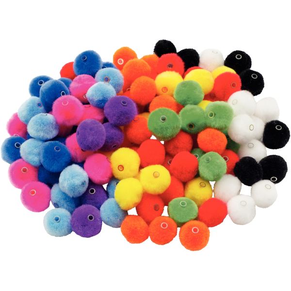 Sachet de 150 pompons a trou diamètre 20 mm, 10 coloris assor, N.C — TRAVAUX MANUELS