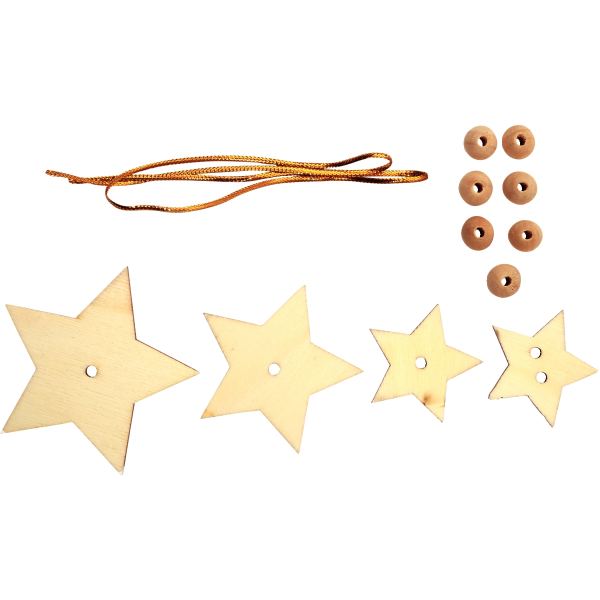 Lot de 10 suspensions étoiles 3D en bois, GRAINE CREATIVE — TRAVAUX MANUELS