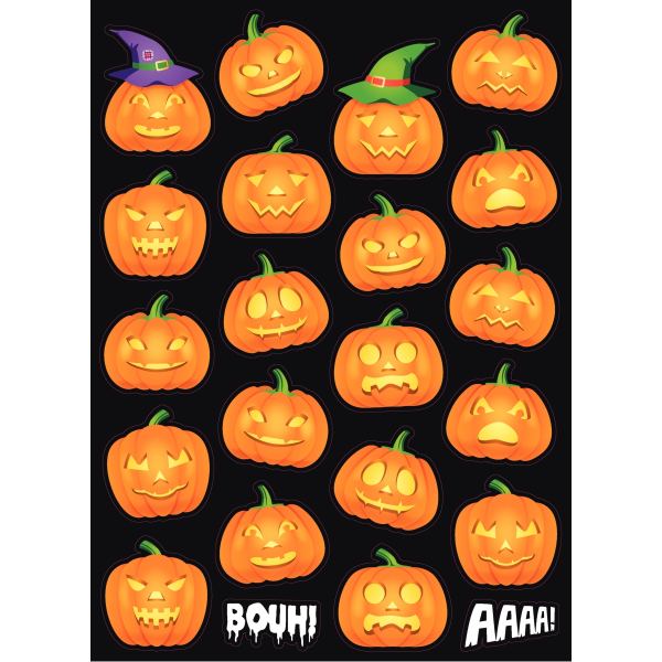 Sachet de 264 gommettes citrouille Halloween assorties, N.C — TRAVAUX MANUELS