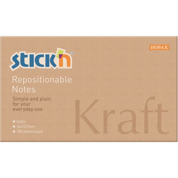 Lot de 12 blocs repositionnables 76 x 127 mm kraft, N.C — CAHIERS ET DERIVES DE PAPIER