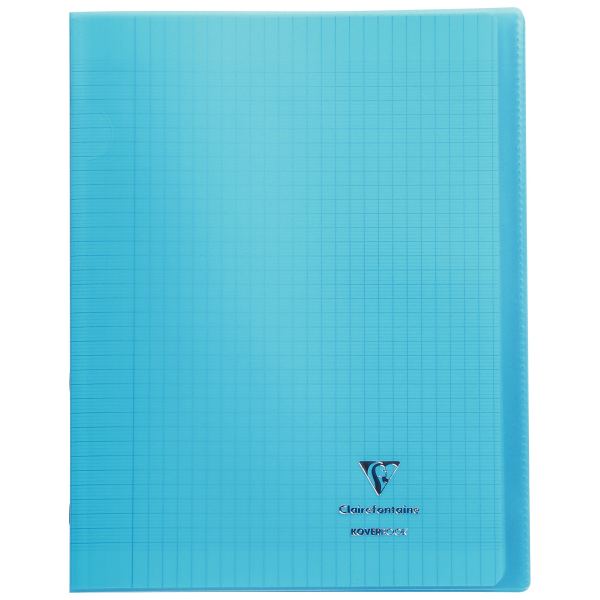 Piqûre 96 pages KOVERBOOK, format 24x32 cm, seyès 90g, couverture polypropylène bleu, Clairefontaine — Cahiers francais