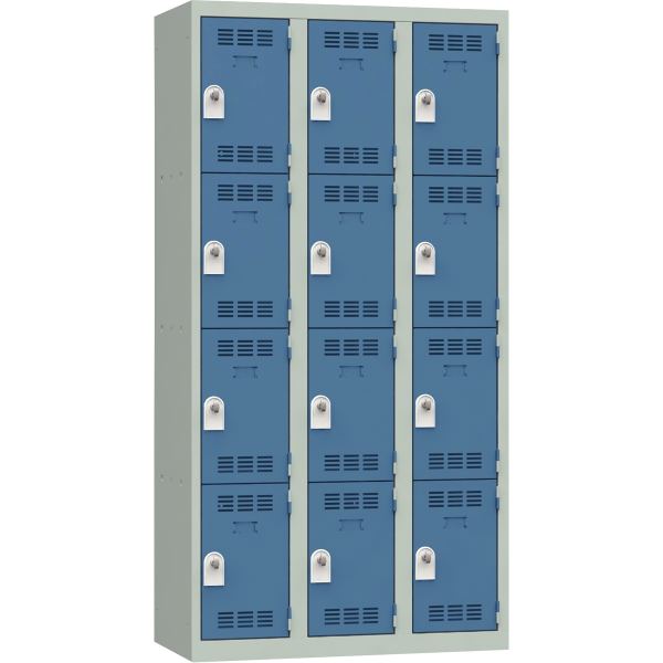 Vestiaire d'atelier 3 colonnes 12 cases industrie propre L90, N.C — MOBILIER