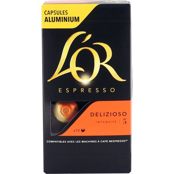 Boite de 10 capsules café OR Delizioso, L'OR — PRODUITS ALIMENTAIRES