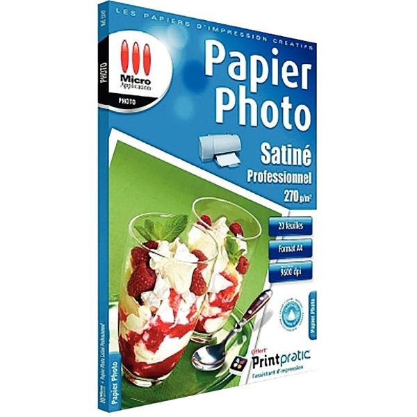 Paquet de 20 feuilles de papier photo professionnel satin micro application format A4 (21 x 29,7 cm) — Non classé