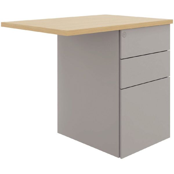 Retour sur caisson porteur 3 tiroirs Ambre plateau chêne nat, N.C — MOBILIER