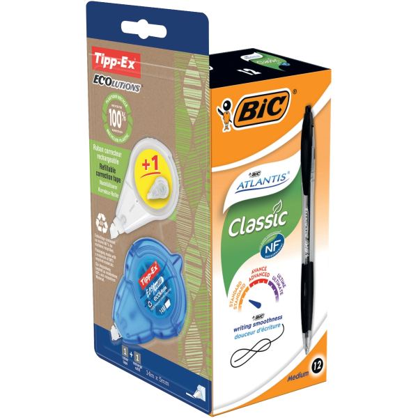 Boîte de 12 stylos Atlantis noirs + correcteur offert — Non classé