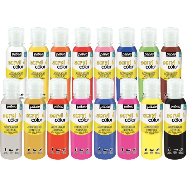 Kit découverte de 16 flacons 150 ml de peinture acrylique ACRYLCOLOR — Non classé