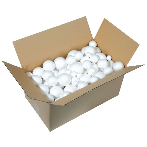 Carton de 100 boules en styropor diamètres assortis, N.C — TRAVAUX MANUELS