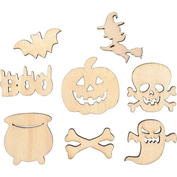 Lot de 24 embellissements thème halloween en bois, N.C — TRAVAUX MANUELS