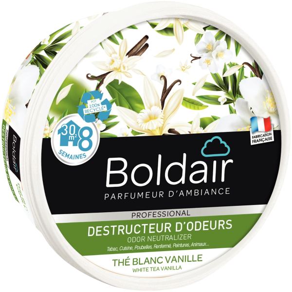Boite gel destructeur d'odeurs BOLDAIR thé blanc vanille — SERVICES GENERAUX