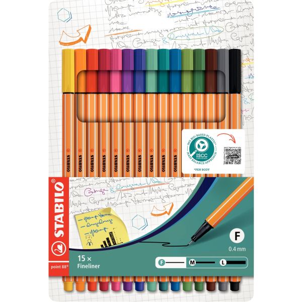 Pochette de 15 feutres Point 88 pointe fine assortis — Non classé