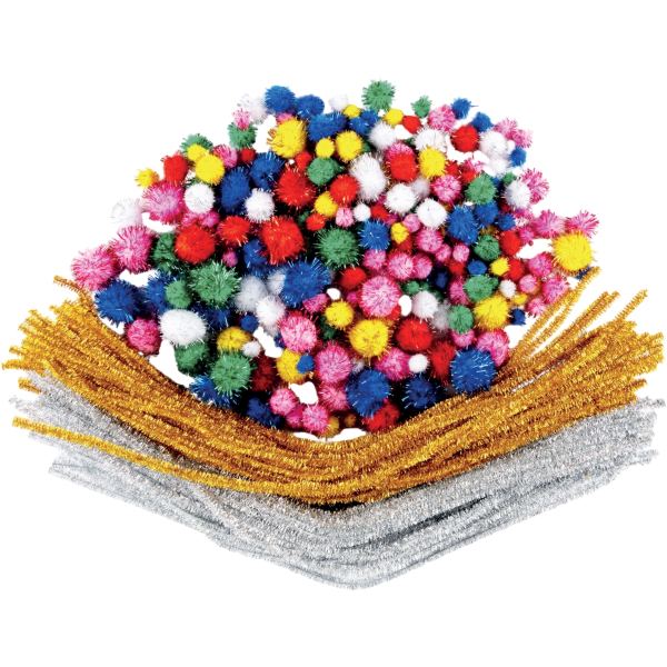 Pack économique chenilles, pompons metallique coloris assortis — Non classé