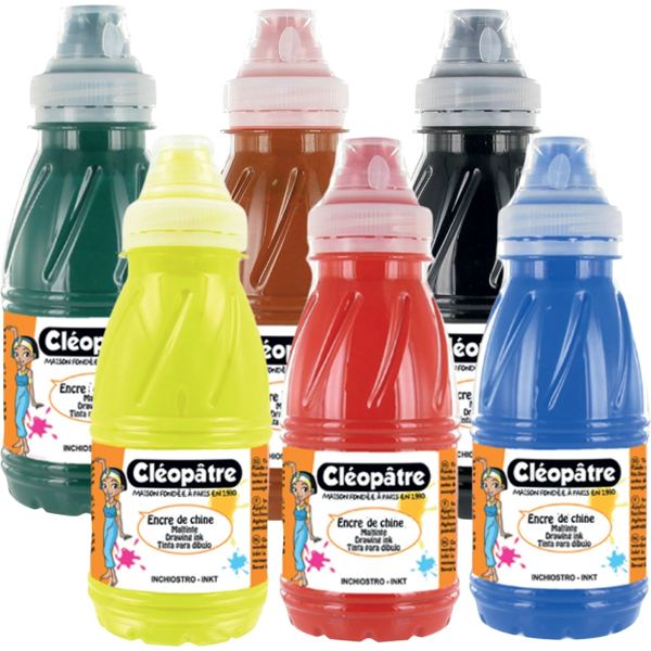 Lot de 6 Flacons 250 ml d'encre de Chine, N.C — DESSIN SCOLAIRE ET PROFESSIONNEL