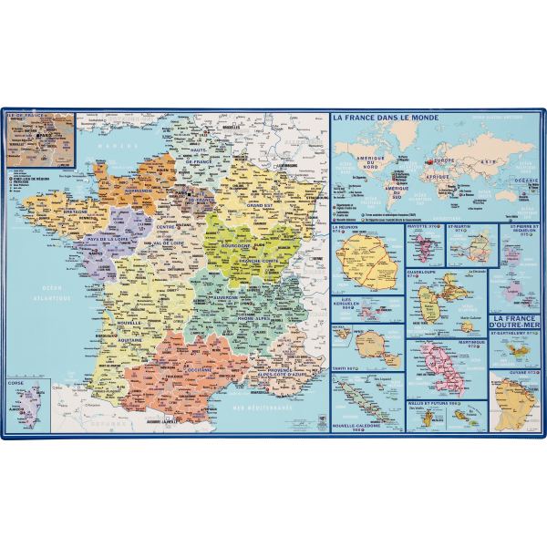 Sous-mains carte France et Dom-Tom, N.C — EQUIPEMENT CLASSE ET BUREAU