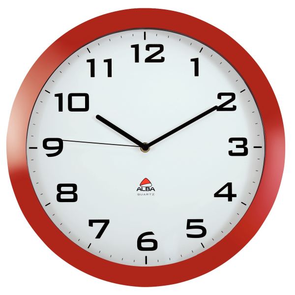 Horloge silencieuse diamètre 38 cm rouge, N.C — EQUIPEMENT CLASSE ET BUREAU