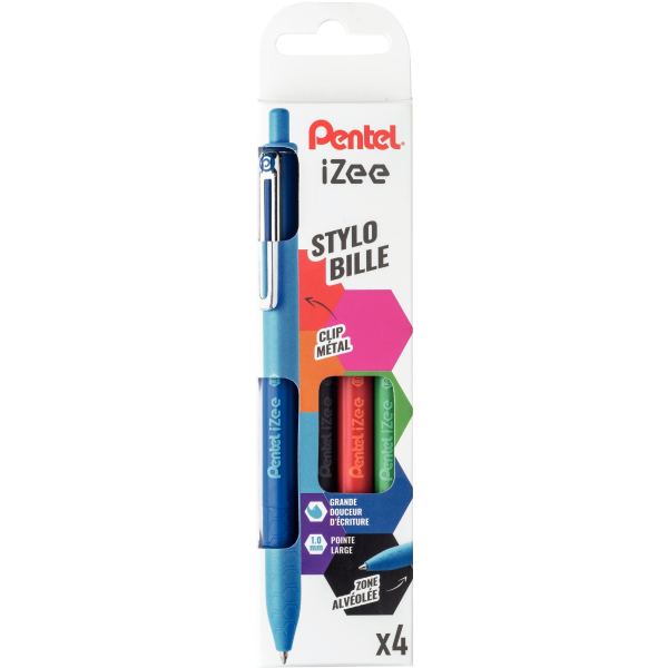 Pochette de 4 stylos bille Izee assortis, N.C — ECRIRE ET CORRIGER